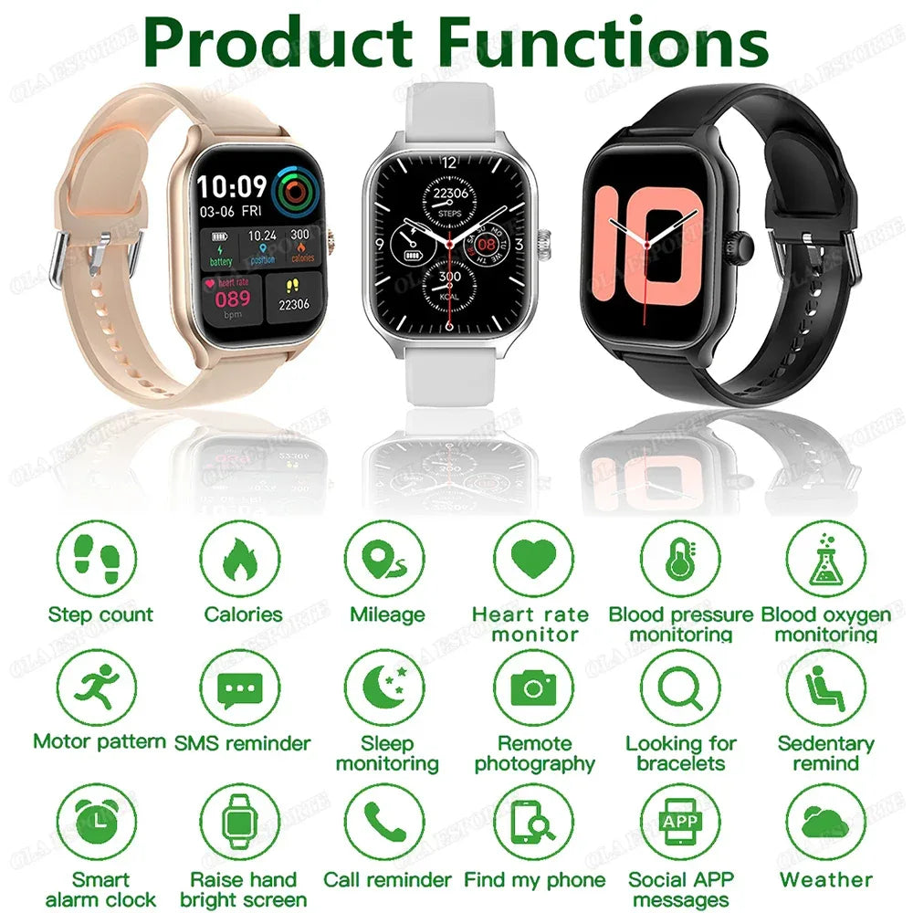 2.01'' Sports SmartWatch Fitness Clock Health Monitor Waterproof Smartwatch Wireless Call Watches For Men Women IOS Andriod 2025