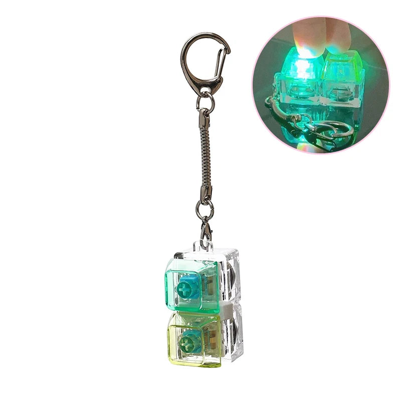 LED 9 Keys Keycap Keychains for Women Men Luminous Stress Relief Finger Pendants Fidget Keyboard Backpack Key Button Keyrings