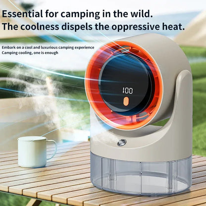 TINSOL New Compact Mini Electric Fan with Single-Hole Mist Air Conditioner Ice-Cool Humidifying Circulating Fan 360° Adjustable