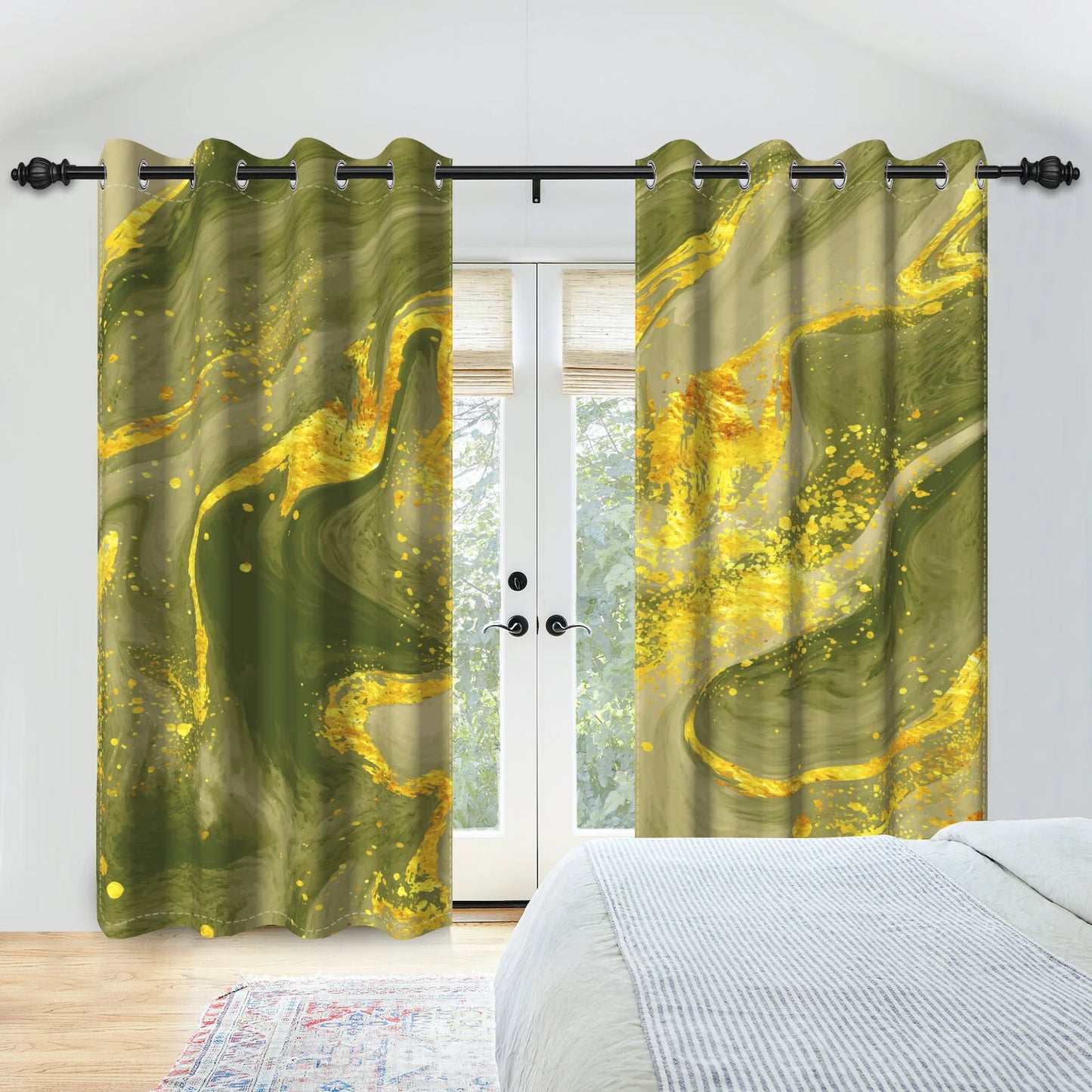 2pcs/set Marble Print Blackout Curtain Modern Window Drapes Blue Gold Pink Thermal Insulated Living Room Bedroom Home Decoration