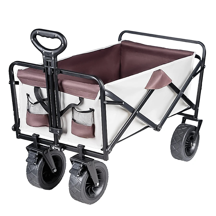 Heavy Duty Outdoor Folding Wagon Cart Large Capacity Collapsible Utility Wagon Trolley Portable Garden Beach Camping Equipment