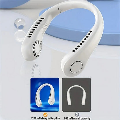 Fan Long Battery Neck Portable No Bladeless Hanging Neck Rechargeable Air Cooler 3 Speed Mini Summer Sport Fan 1200mAh