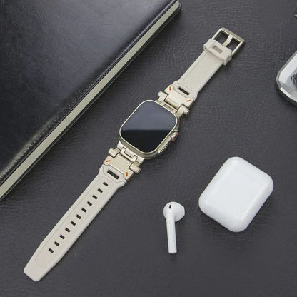 Silicone Sport Band for Apple Watch Ultra 49mm 45mm 42 44mm Rubber Strap for iWatch Series 9 8 7 se 6 5 4 ultra 2 49 Correa