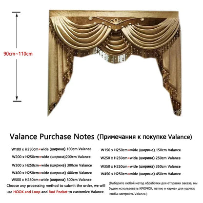 Europe Luxury Style Embroidery Chenille Blackout Curtain High Quality Decoration Living Room Dining Room Bedroom Valance Curtain