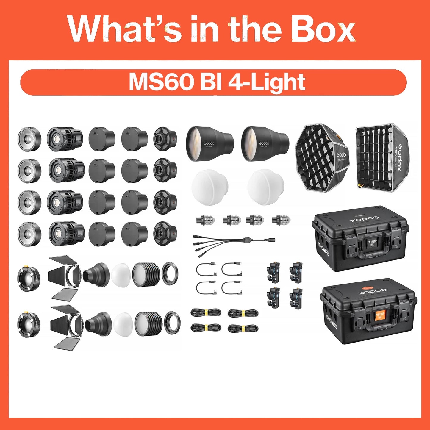 Godox MS60R RGB MS60Bi Bi-Color LED Light For Film, Broadcast & Video Production - KNOWLED Series