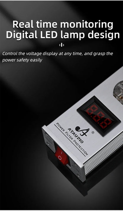 ATAUDIO Hifi Power Filter Power Power Conditioner Purifier Surge Protection with US Plug and Universal Socket