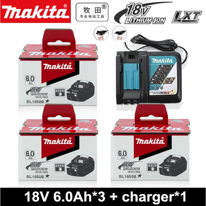 Genuine Makita 6.0Ah for Makita 18V Battery BL1830B BL1850B BL1850 BL1840 B0L1815 Replacement Lithium Battery DC18RC Chargers