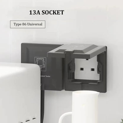 UK Plug 13A Recessed Bathroom Socket Panel with Hidden Waterproof Plug and Built-in Type 86 Kitchen Invisible 220V Socket