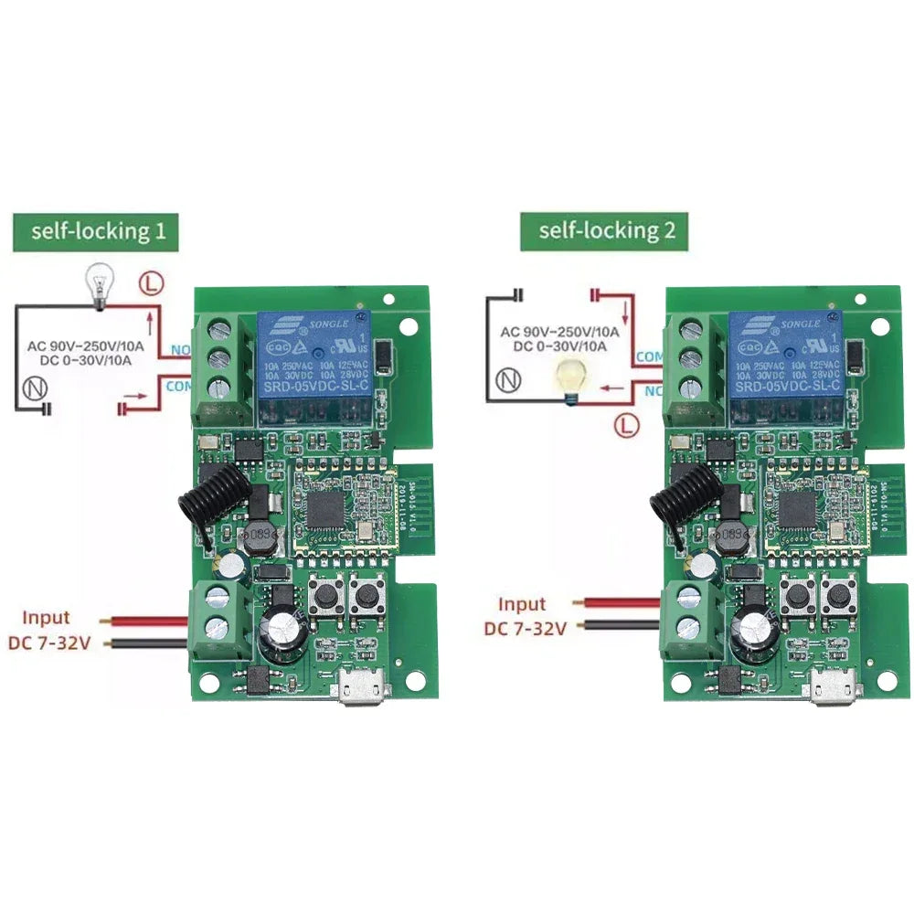 Zigbee Tuya 1CH Smart Relay Module Home Automation DC 5V 7-32V RF433Mhz Remote Control Motor Light Garage Switch Work With Alexa