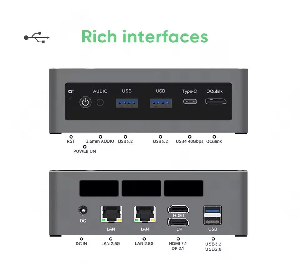 Topton 2x2.5G LAN Gaming Mini PC AMD Ryzen AI 9 H 465 HX 370 ES AI 7 ES OCuLink Desktop Computer Windows 11 WiFi6E For Open Claw