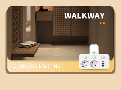 EU plug AC socket power board multi-layer wall socket universal network filter, with or without USB independent switch light ada