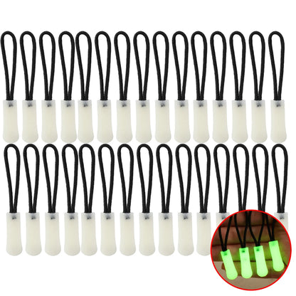 30-3pcs Luminous Zipper Pull Rope Glow in The Dark Zipper Head Anti-lost Backpack Clothes Jackets Slider DIY Repair Sewing Tool