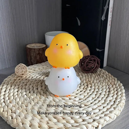 Chick Doll Small Night Light Electronic Luminous Toy Anime Figure Warm Light Atmosphere Decoration Cute Shape Children Gift