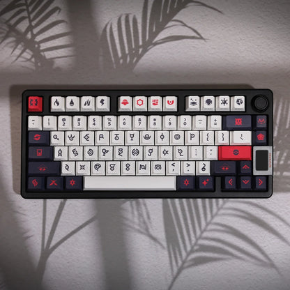 124key Unknown Totem Theme Keycaps Set PBT Side-engraved Translucent Keyboard Cap Cherry Profile Key Cap for Mechanical Keyboard