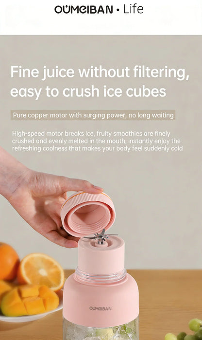 High Aesthetic 1300ml Large Capacity USB Rechargeable Portable Blender Juicer, Kitchen Fruit Juicer, Food Prep