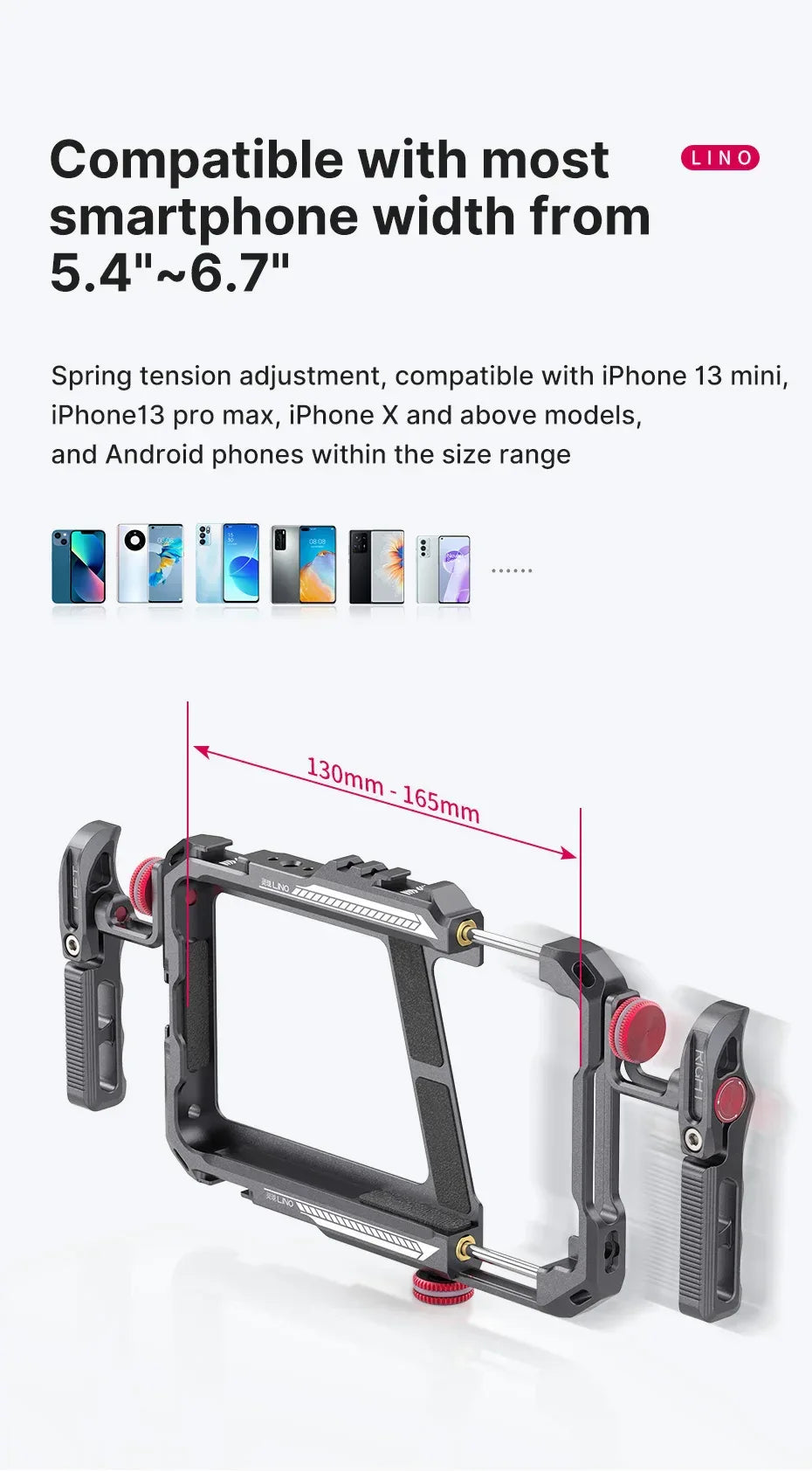 Ulanzi Lino Cage for iPhone 16 15 14 13 X XR XS Max Mini/Pro/Pro Max Smartphone Handle Grip Phone Smartphone Vlog Video