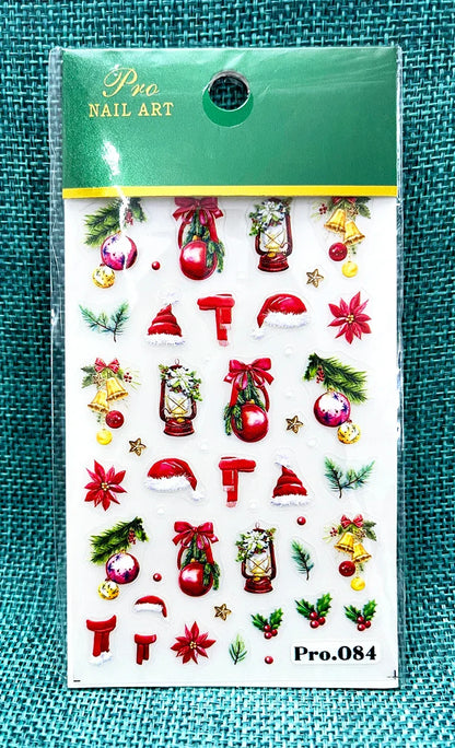 1pc Christmas Nail Art Stickers 5D Winter Holiday Themed Nail Decor Santa/Snowflakes/Christmas Trees/Gingerbread Nail Supplies *