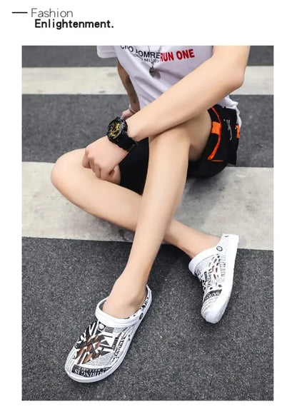 Plus Size 49 Men Non-slip Sandals Clogs Men and Women Home Beach Slippers Breathable Lightweight Men Outdoor House Slides