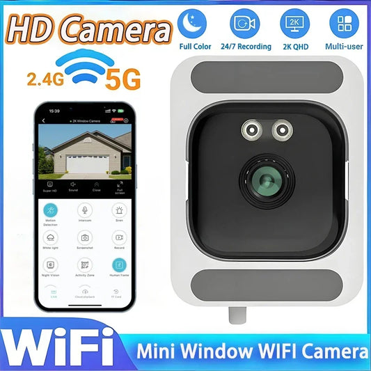 Window Camera Replaces Outdoor Cameras 2.4/5GHz WiFi Camera 3MP Resolution Full-Color Night Vision Through Window Mini Camera by PDG ibma