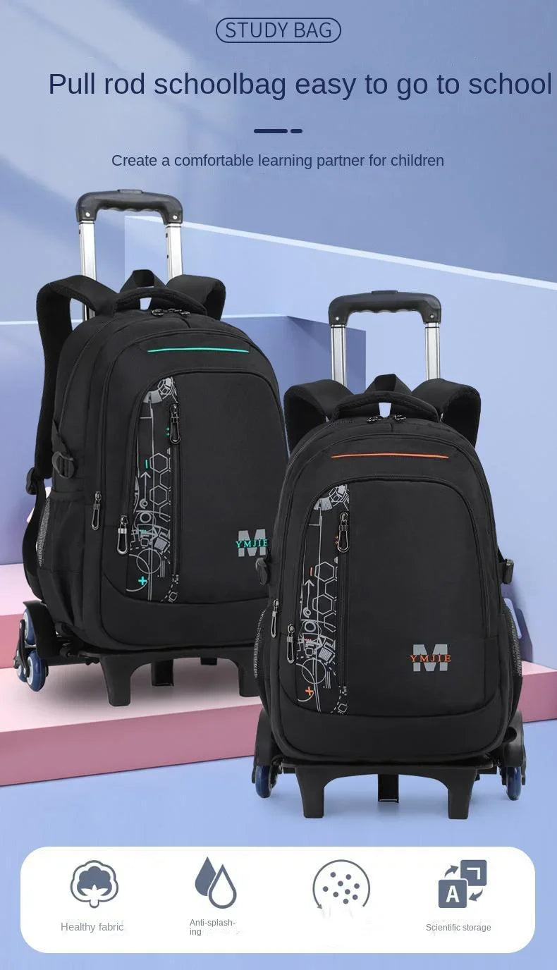 School Rolling backpack bag School Bags with wheels Student wheeled Backpacks for boys Children School Trolley Bag Waterproof