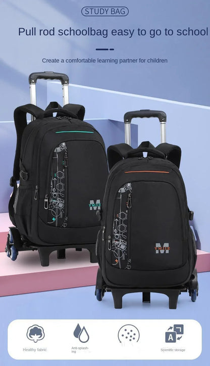 School Rolling backpack bag School Bags with wheels Student wheeled Backpacks for boys Children School Trolley Bag Waterproof