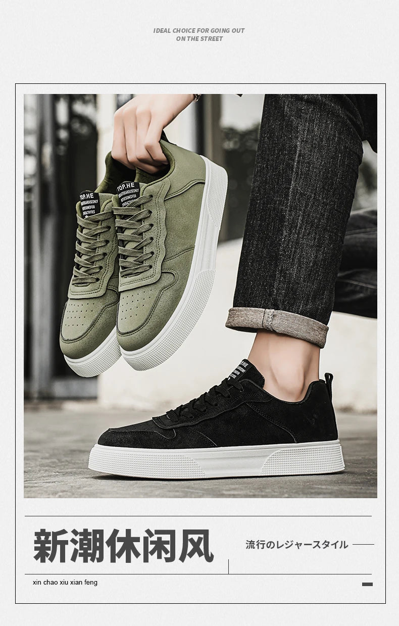 Men's Shoes Spring and Autumn New Style Green Black Red Sports Shoes Soft Sole Breathable Men's Low-Top Versatile Casual Shoes