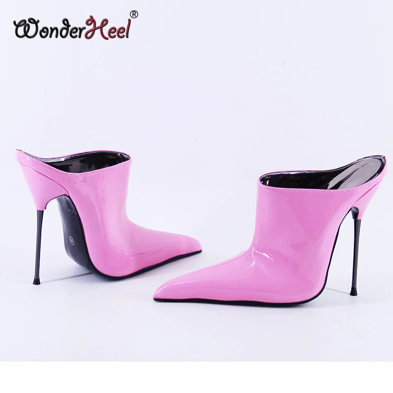 Wonderheel 2022 New High heel 14cm Stiletto Heel Extreme Long Pointed Toe Sexy Women Fashion Nightclub Slip On Short Boots