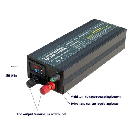 12V 60A 100Ah Solar Large Charger Current Voltage Adjustable for Lifepo4 Universal Chargers Outdoor power supply