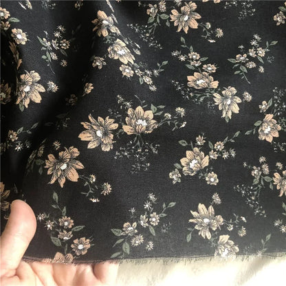 145cm Wide Printed Cotton and Linen Fabric Small Floral Patterns Retro Shirt Dress DIY Clothing Sewing Fabric 90% Cotton Content