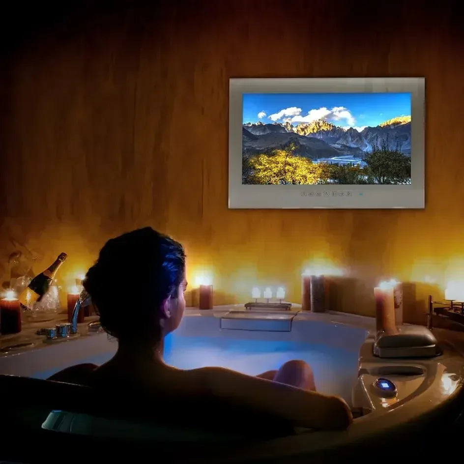 Go Haocrown 19 Inch Touchscreen Mirror TV Bathroom, IP66 Waterproof Android Television Built-In Wi-Fi ATSC Tuner -- US