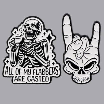 Broche squelette en émail, style punk, pin's à revers, badge pour sac à dos, accessoires de mode, bijoux gothiques, cadeaux d'Halloween