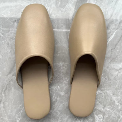 Sheepskin Genuine Leather Slippers Women Non-Slip Waterproof Slides Unsex Indoor Outdoor Home Shoes