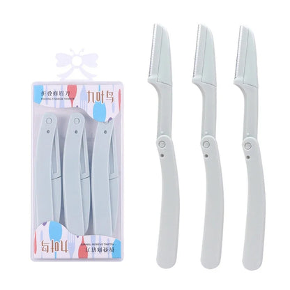 3pcs Fold Eyebrow Trimmer Scissors Hair Remover Eyebrow Comb Razor Eyebrow Clip Makeup Tools Face Razor for Women