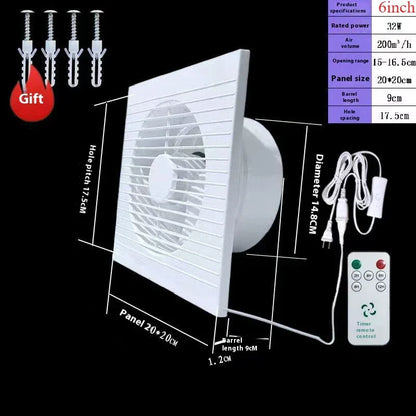 220V 4 inch 6 inch 8inch Hanging Wall White Ventilador Small Ventilator Extractor Exhaust Fans Toilet Bathroom Kitchen Fan