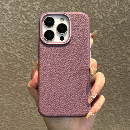 Luxury Business Lichee Pattern Leather Texture TPU Case For iPhone 16 15 14 13 12 11 Pro Max 16 Plus Shockproof Matte Soft Cover