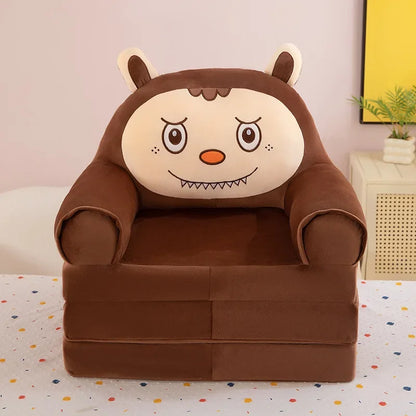 Three-layer folding children's small sofa cartoon kindergarten baby seat stool plush toy lazy sofa removable