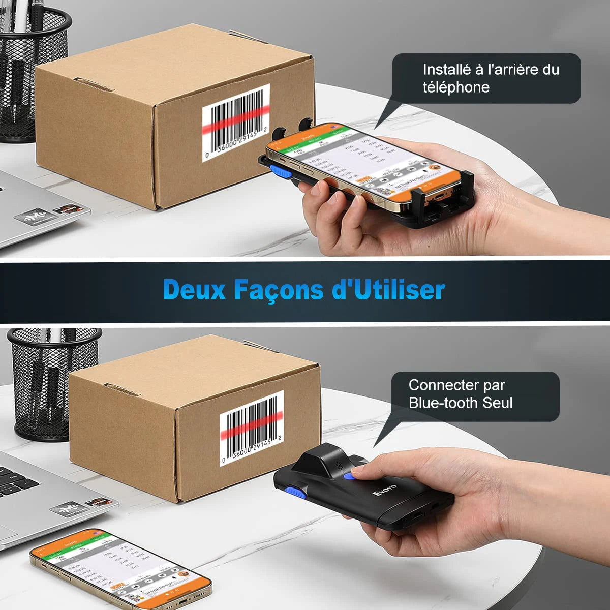 Eyoyo EY-017 2D Back Clip Bluetooth Barcode Scanner Portable Barcode Reader Data Matrix Code 1D 2D QR Scanner Android IOS System