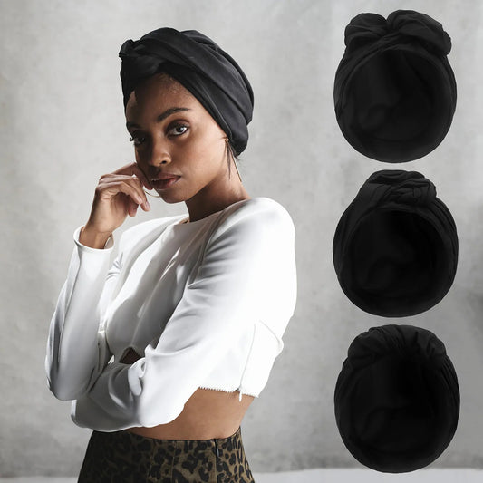 Woman Muslim Headscarf Cap Cotton Headband African Head Wraps Elegant Retro Turban for Ladies Beanies Caps Muslim Headpiece by PDG ibma