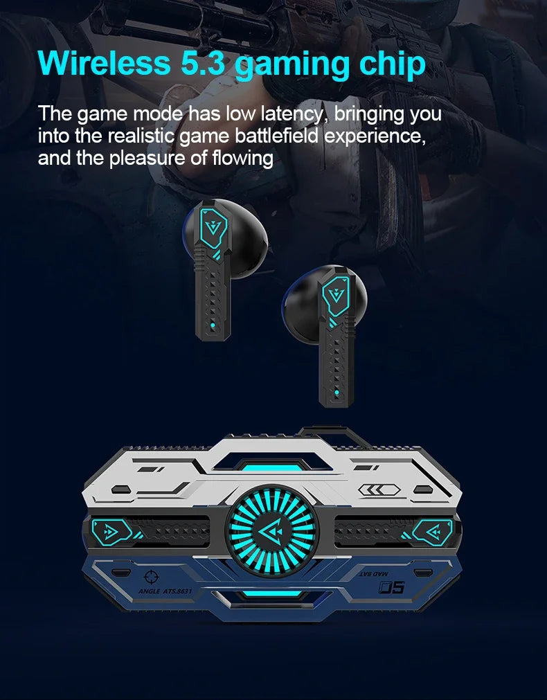 X37 Wireless Earphone Bluetooth Mecha Cool Esports Gaming Earbuds HIFI Stereo HD Call Headset Gamer Noise Reduction Low Latency