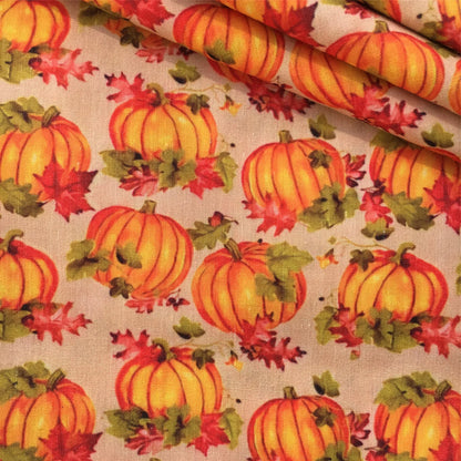 50*145cm Pumpkin Fall Autumn PolyesterCotton Fabrics By half Meter Flowers Maple Leaf Sewing Cloth Dress DIY Crafts Home Textile