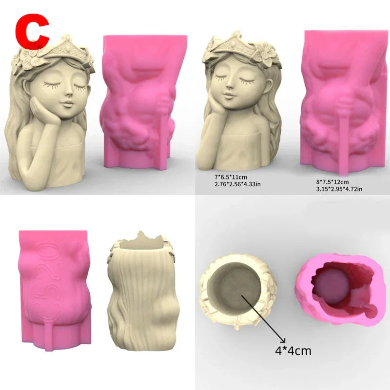 21 Types Nonstick Girls Pen Holder Mold Flower Pot Silicone Mold DIY Crafts Ornament Tool DIY Succulent Planter Mold