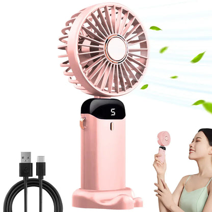 Handheld Mini Fan Foldable Portable USB Charging Neck Fan 1200mAh 5 Speed Settings  Suitable for Home and Outdoor Use