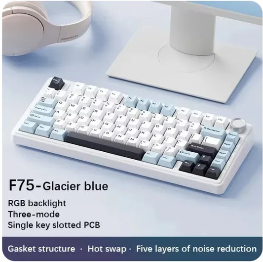 AULA F75 Mechanical Keyboard Wired/2.4G Wireless/Bluetooth RGB PBT 75% Layout OEM Profile Gasket Customized Pc Gaming Keyboard