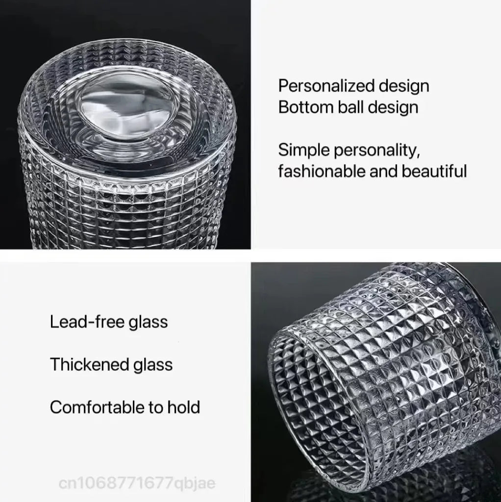Creative Whiskey Glasses Durable Spinning Glassware Cocktails Wine Brandy Cup Water Juice Tea Mug Party Drinking Glass Tumbler