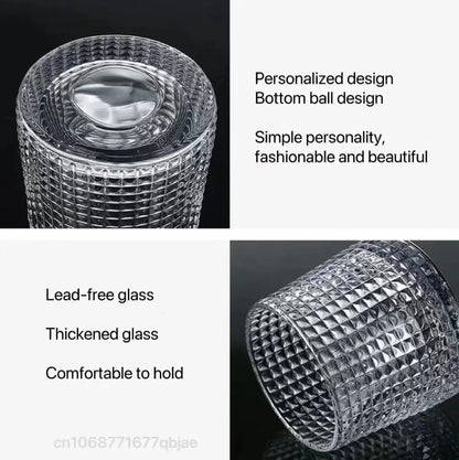 Creative Whiskey Glasses Durable Spinning Glassware Cocktails Wine Brandy Cup Water Juice Tea Mug Party Drinking Glass Tumbler