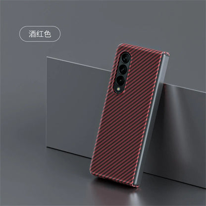 For Samsung Galaxy Z Fold 4 3 2 Fold4 Case Luxury Carbon Fiber Texture Ultra Thin Shockproof Protection Bumper PC Hard Back Case