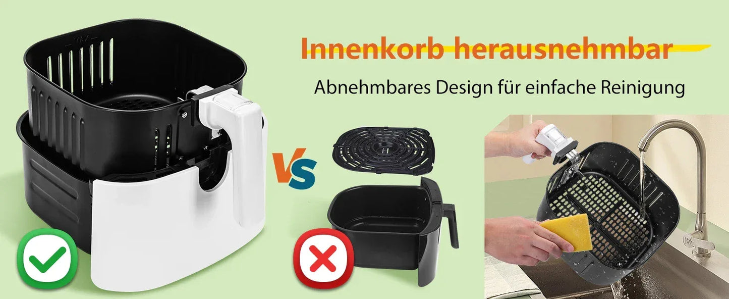 Aigostar White Cube 7L 1900W Smart Air Fryer Without Oil, App and WiFi Control, 7 Programmes with LED Screen, Removable Basket