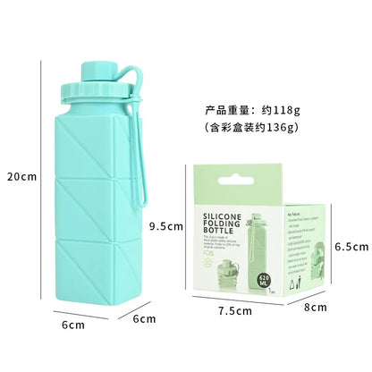 Collapsible travel water bottle, food grade BPA-free silicone collapsible water bottle, leak-proof portable water bottle, suitab