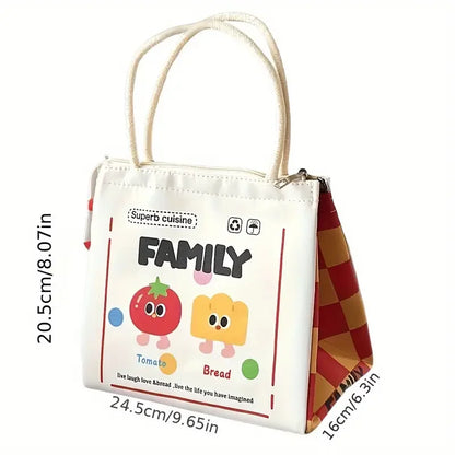 Cute Kitten Lunch Box Bag Student Hand-Held Aluminum Foil Insulated Lunch Box Bag Large Capacity Lunch Box Bag