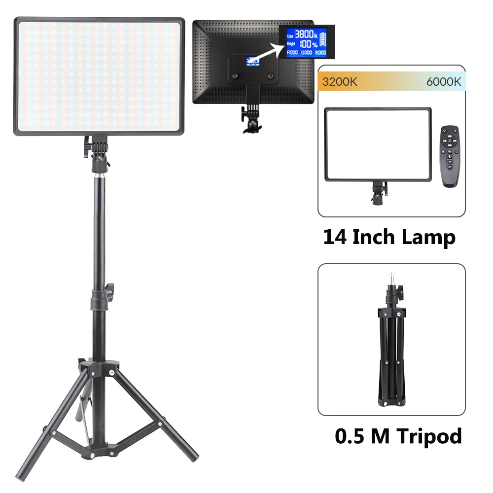 14inch 10inch LED Video Light Panel EU Plug 3200K-6000K Photography Lighting Remote Control For Live Streaming Photo Studio Lamp
